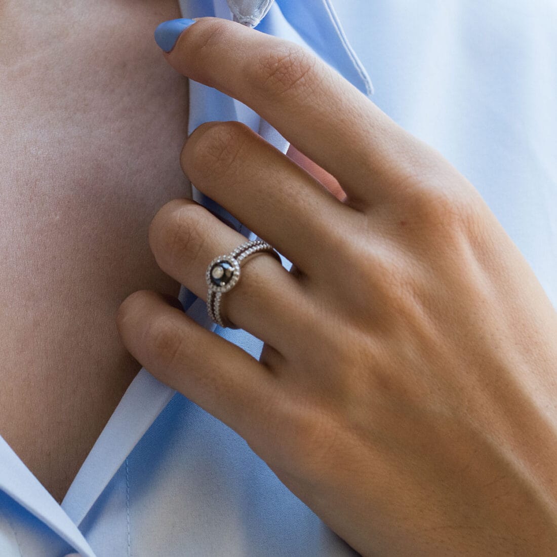 Δαχτυλίδι με μαύρα και λευκά brilliant