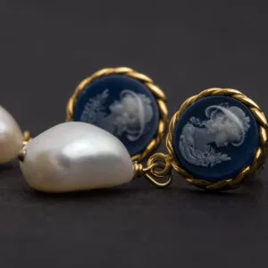 Σκουλαρίκια Cameo με μαργαριτάρι