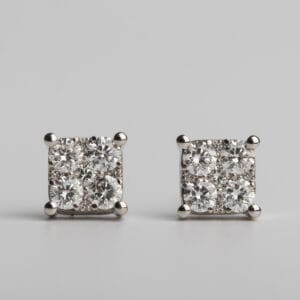 Λαμπερά διαμαντένια τετράγωνα σκουλαρίκια