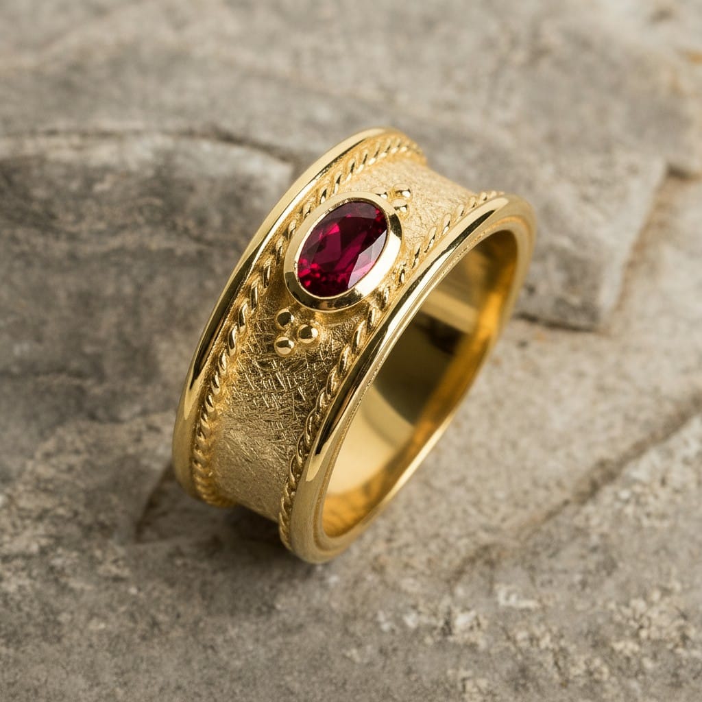 Χρυσό δαχτυλίδι σε βυζαντινή τεχνοτροπία