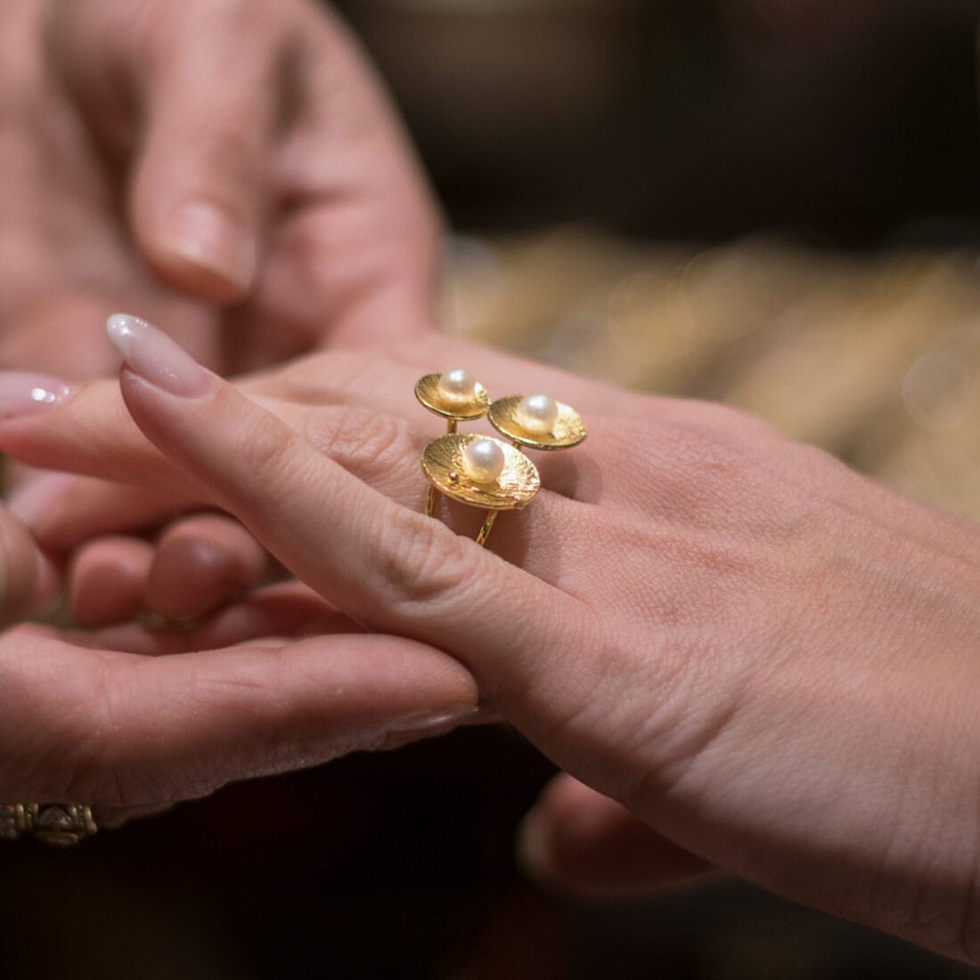 Δαχτυλίδι DIATHLASIS με τρία στοιχεία