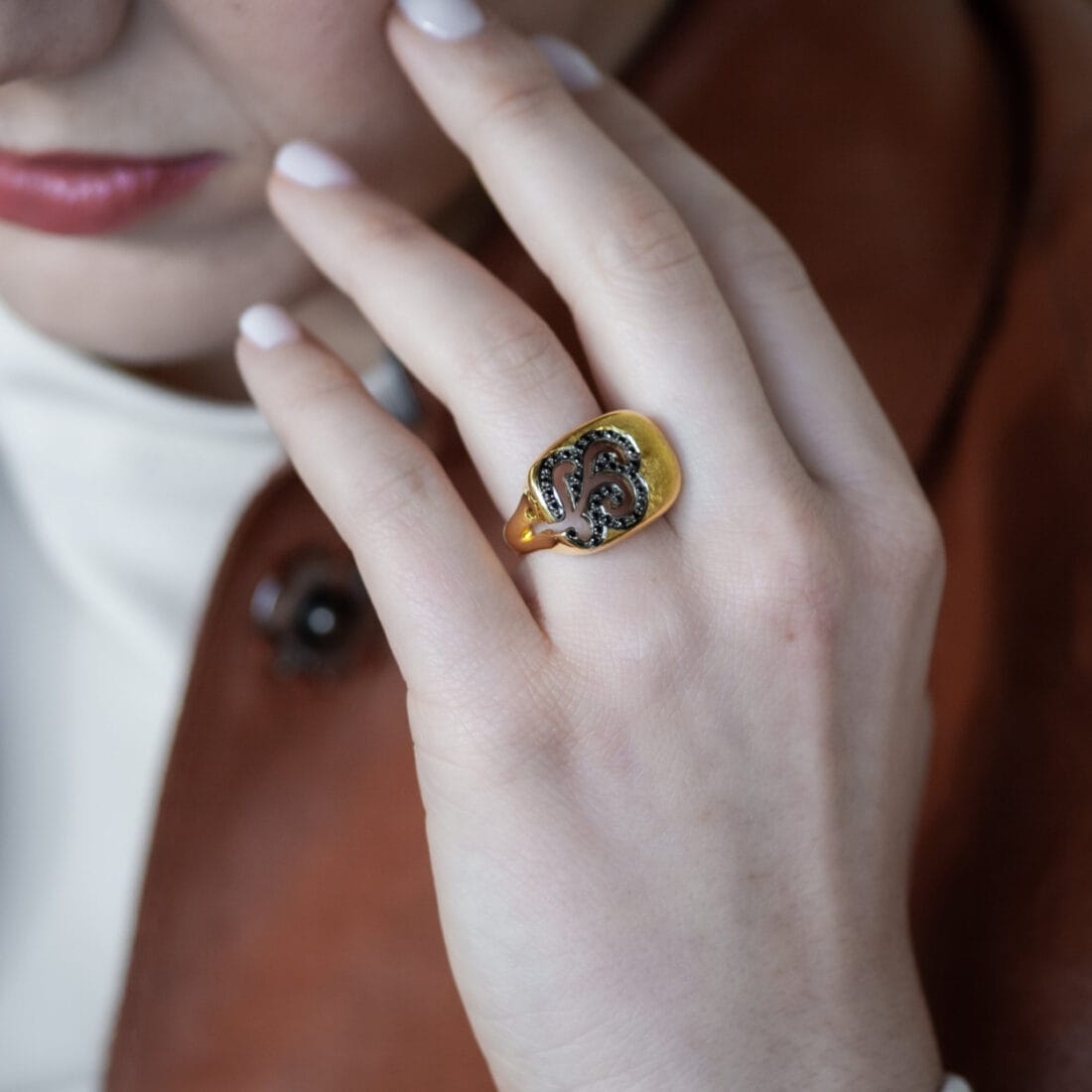 Δαχτυλίδι KISSOS με μαύρα διαμάντια