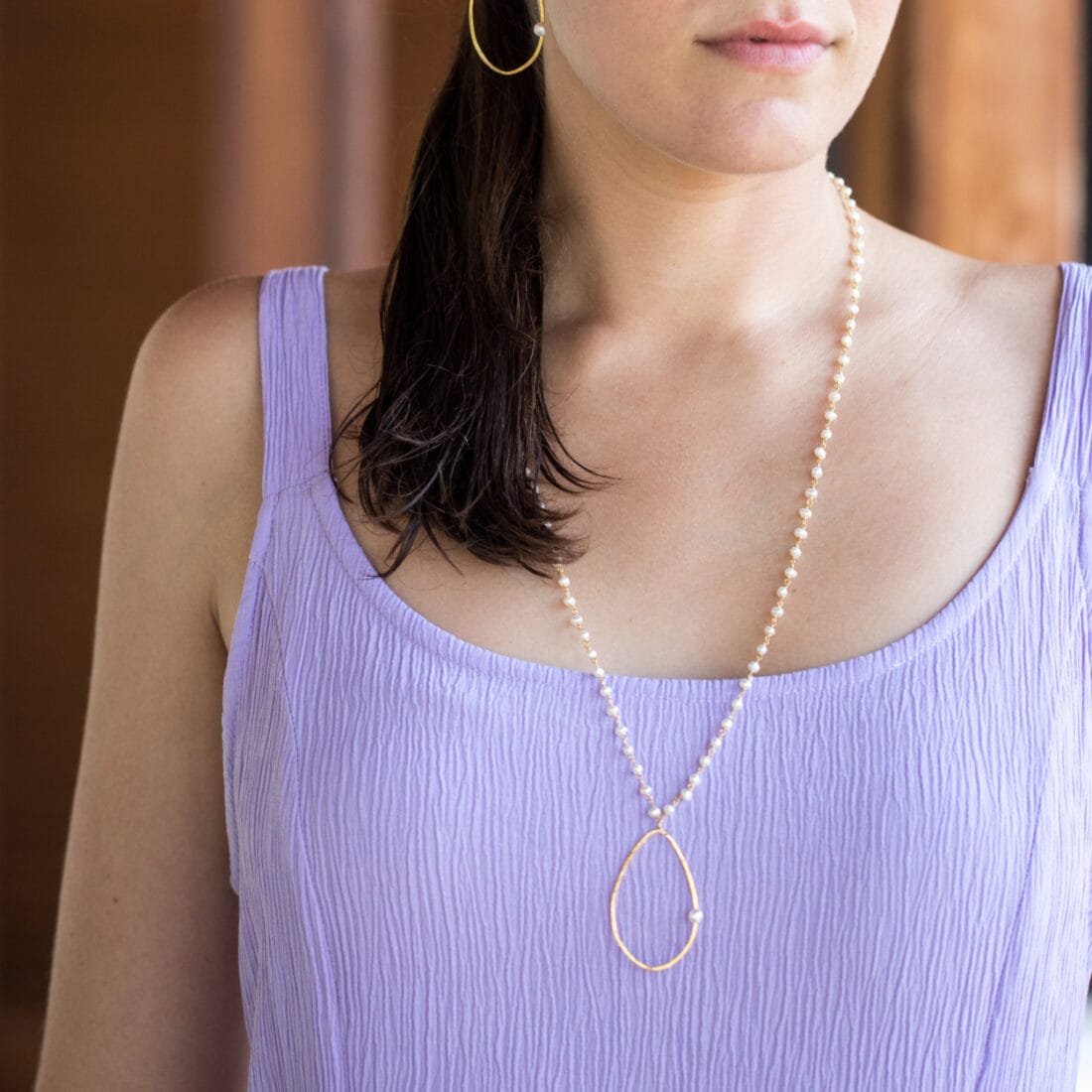 Μαργαριταρένιο ροζάριο με χειροποίητη σταγόνα