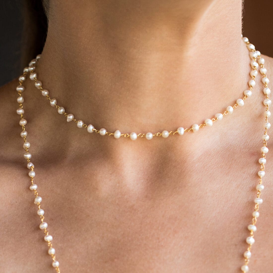 Μαργαριταρένιο ροζάριο με χειροποίητη σταγόνα