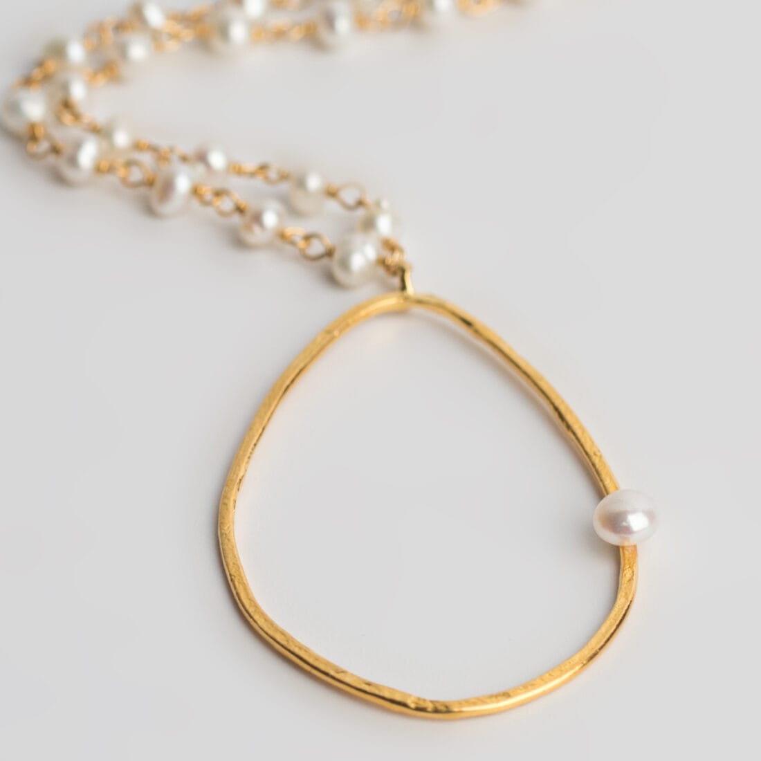 Μαργαριταρένιο ροζάριο με χειροποίητη σταγόνα