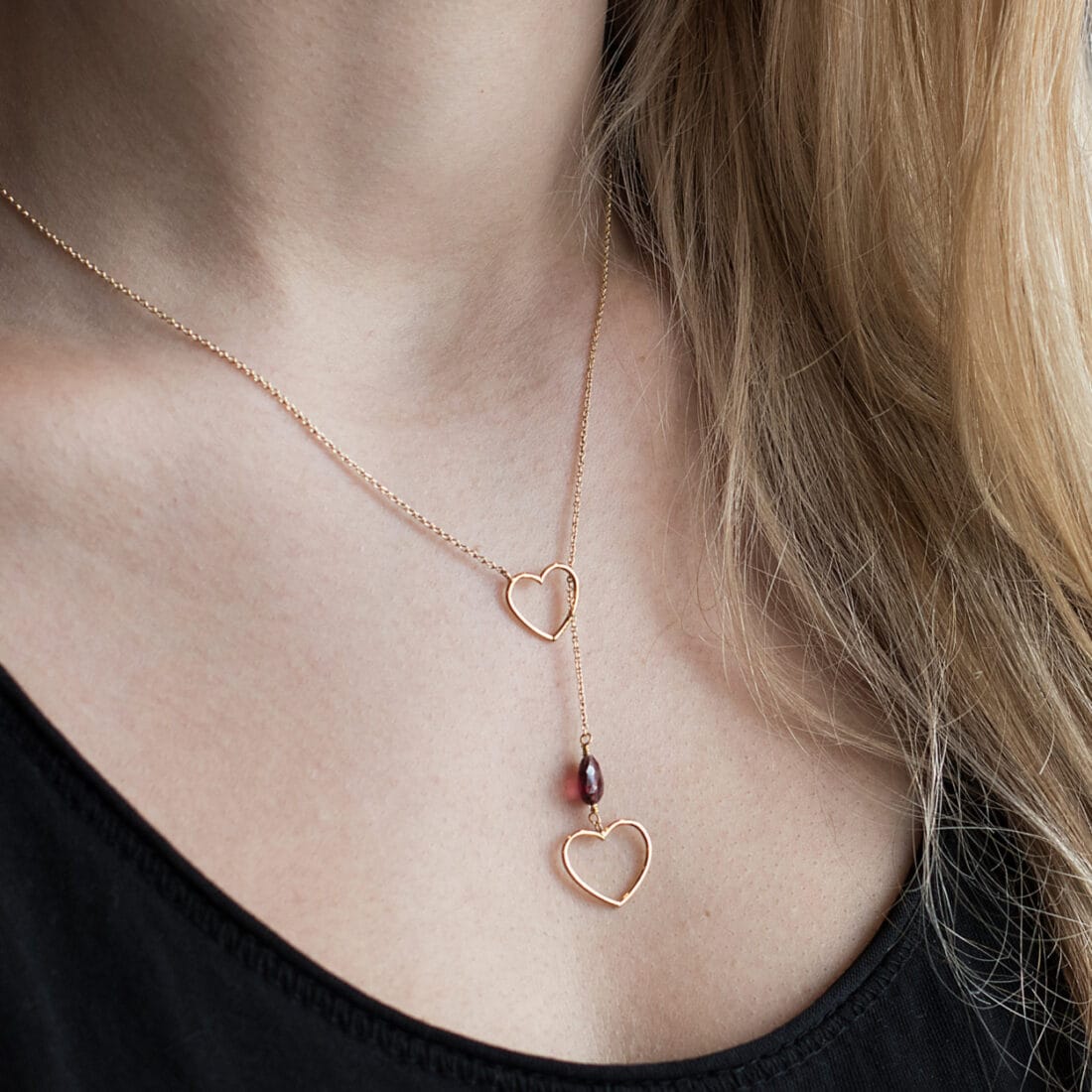 Κολιέ χρυσό Petit Amour με διπλή καρδιά