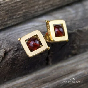 Σκουλαρίκια με κορνεόλη - Γεωμετρικός σχεδιασμός