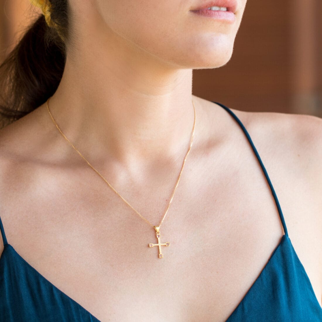 Χρυσός σταυρός με τουρμαλίνες ή brilliant