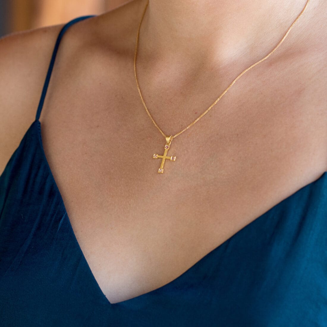 Χρυσός σταυρός με τουρμαλίνες ή brilliant