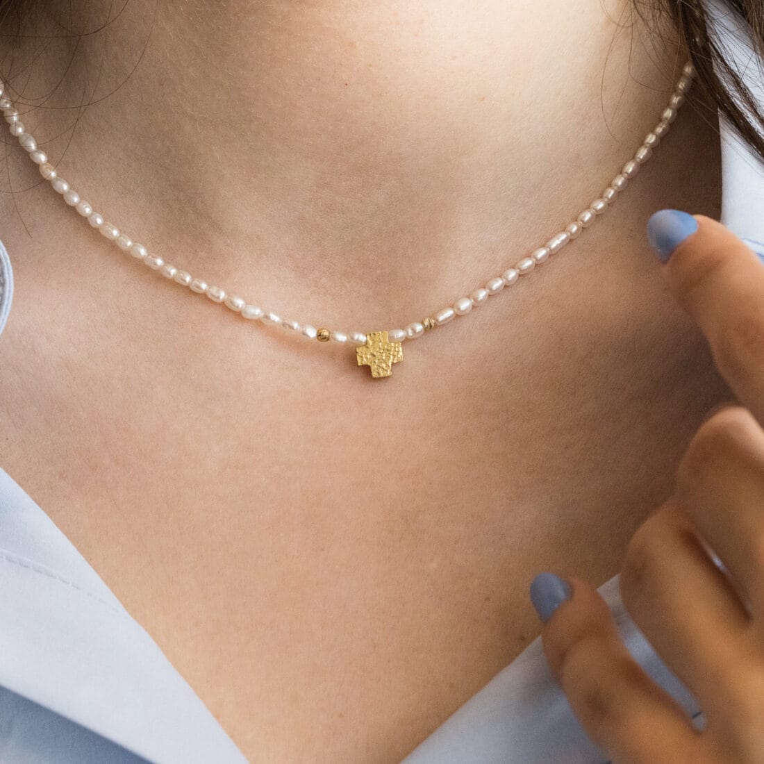 Σταυρός δύο όψεων με μαργαριτάρια