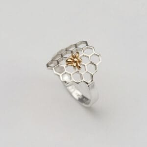 Ασημένιο δαχτυλίδι BEE - μικρή κυψέλη