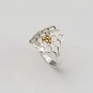 Ασημένιο δαχτυλίδι BEE - μικρή κυψέλη